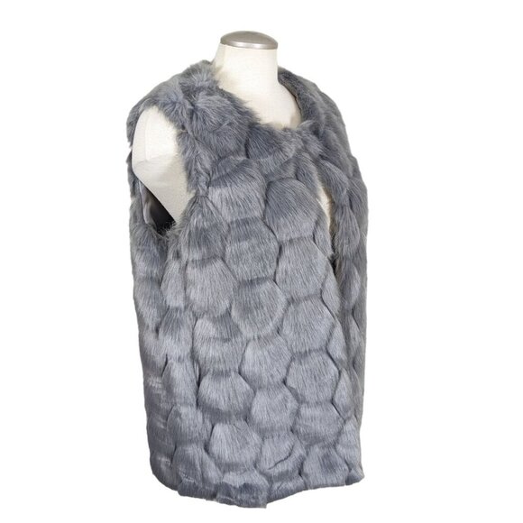 SIONI Womens Faux Fur Vest Jacket M Medium Gray Luxury Outerwear Fashion Soft - Picture 2 of 6